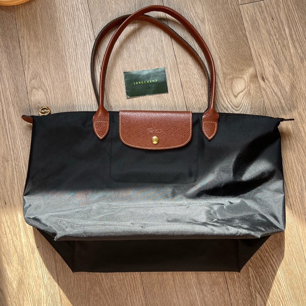 Longchamp Le Pliage Black Nylon LARGE Tote Bag